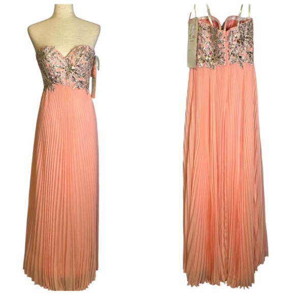 Tony Bowls Orange Pink Sequined Dress‎ Pageant Prom Wedding 114L05 NWT Size 2 - Picture 1 of 16